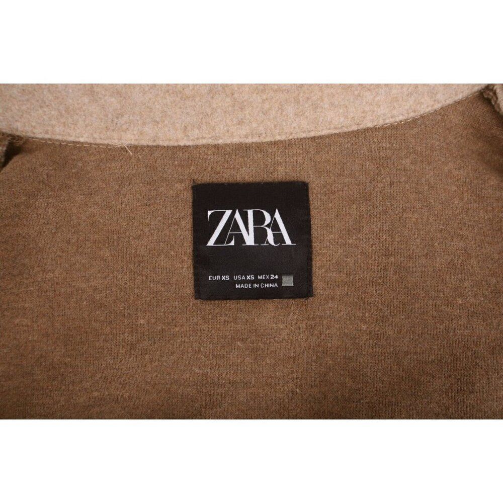Zara Womans Soft Overshirt Shirt Jacket Tan Contrast Stitch XS 8741/270 NWOT - Picture 6 of 6
